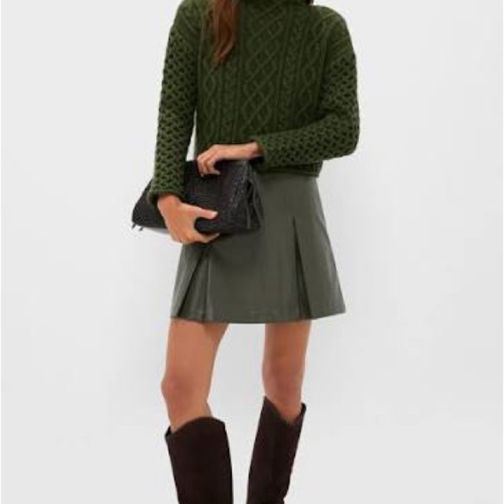 Hyacinth House Faux leather olive skirt